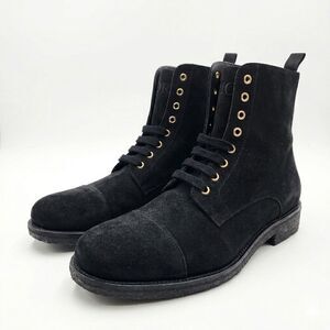 Oro Los Angeles Black Crepe Suede Cap Toe Combat Boots Mens Size 11
